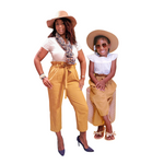 High Waisted Brown Paper Sack Pants Set