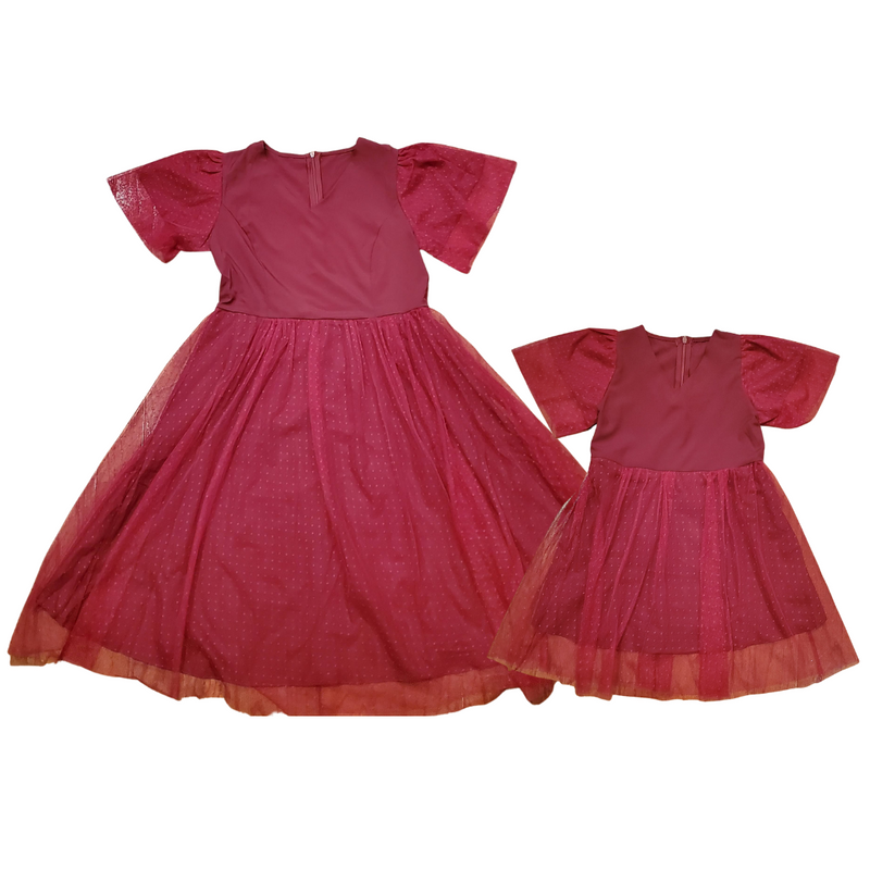 Mommy & Me Burgundy Dresses