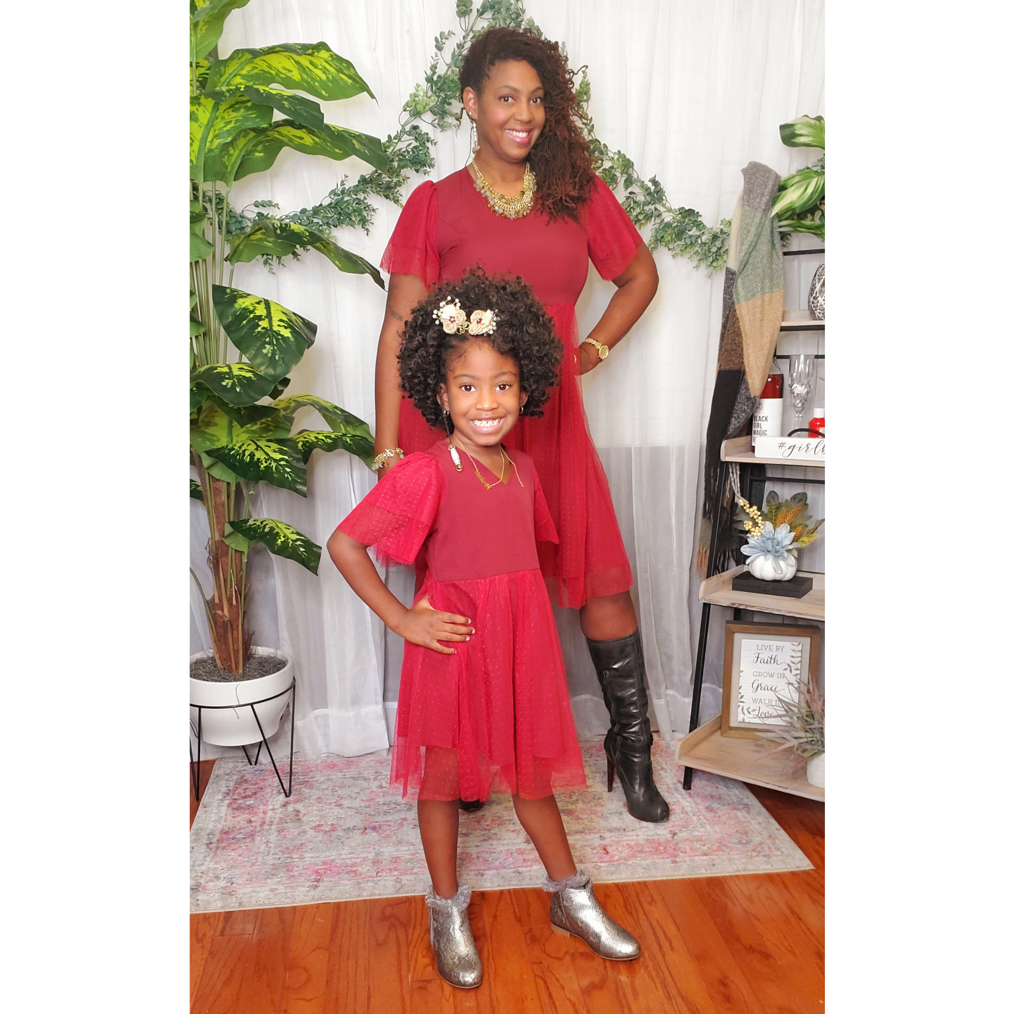 Burgundy mommy online and me dress