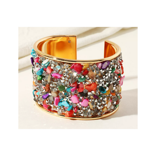 Multi-Colored Stone Bracelet Cuff