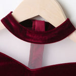 Girls Burgundy Velvet Dress