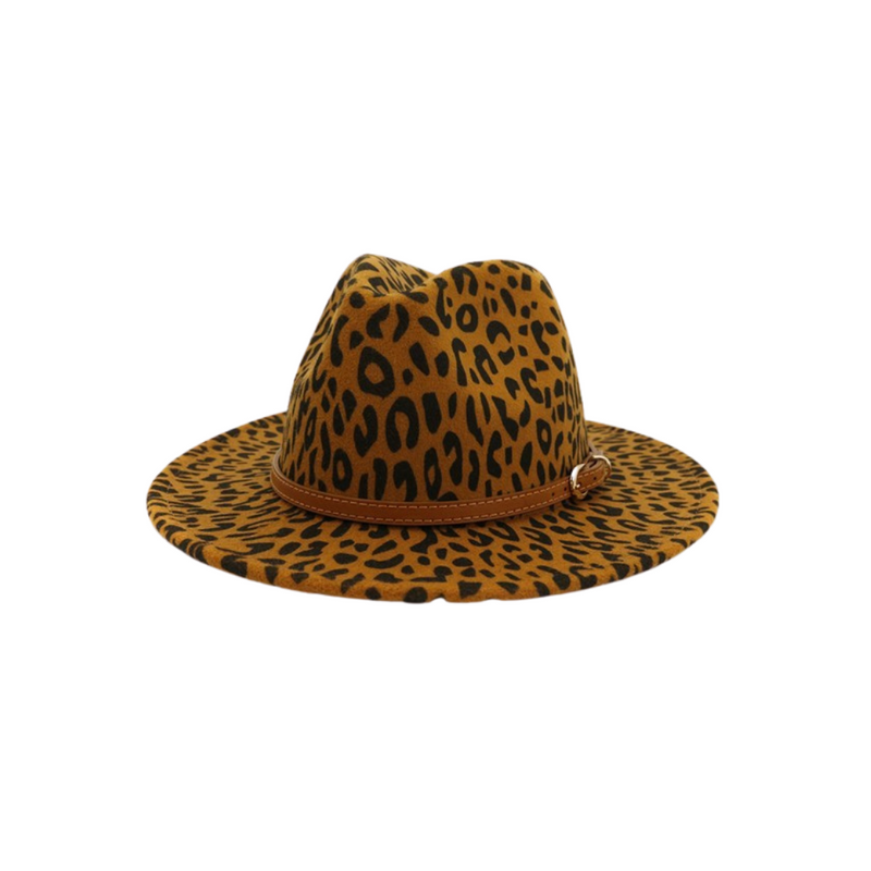 Ladies Leopard Wool Fedora