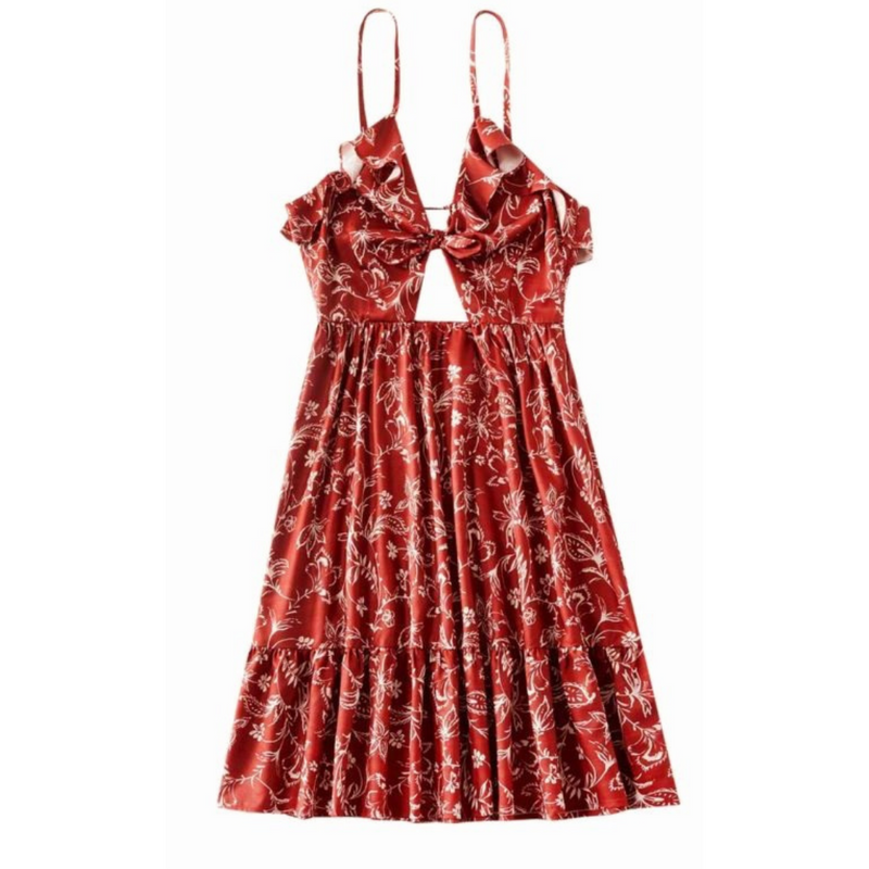 Crimson Floral Print Cami Dress - Mommy & Me
