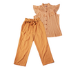 High Waisted Brown Paper Sack Pants Set