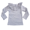 Wide Collar Heavy Weight Cotton Girls Shirt Gray