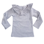 Wide Collar Heavy Weight Cotton Girls Shirt Gray