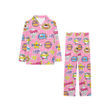 Big Girls Collared Button Up Long Sleeve Pajama Set