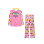 Little Girls Collared Button Up Long Sleeve Pajama Set