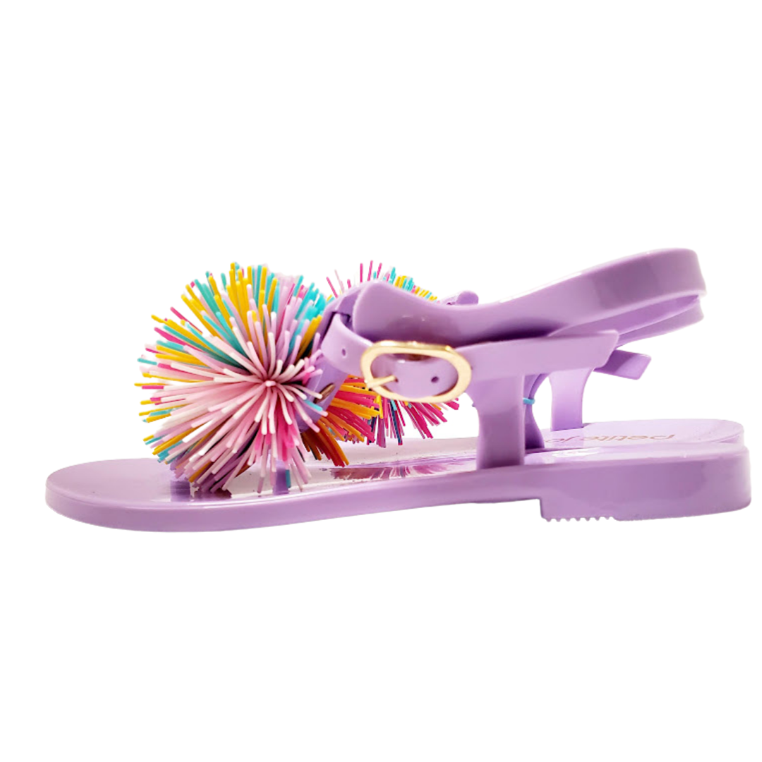 Pom pom top jelly sandals