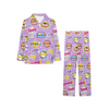 Big Girls Collared Button Up Long Sleeve Pajama Set