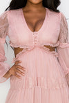 Pink Rose Chiffon Maxi Dress