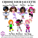 Girls Fun Character Tees, 4 Skin Tones