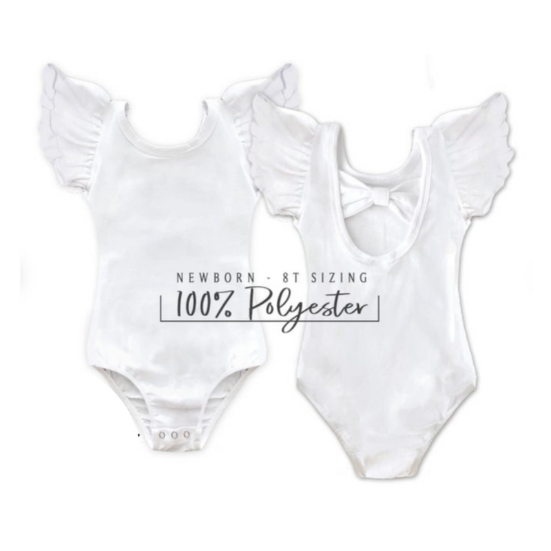 Pretty Dope Flutter Sleeve Leotard/Bodysuit Low Back with Bow