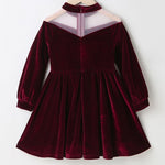 Girls Burgundy Velvet Dress