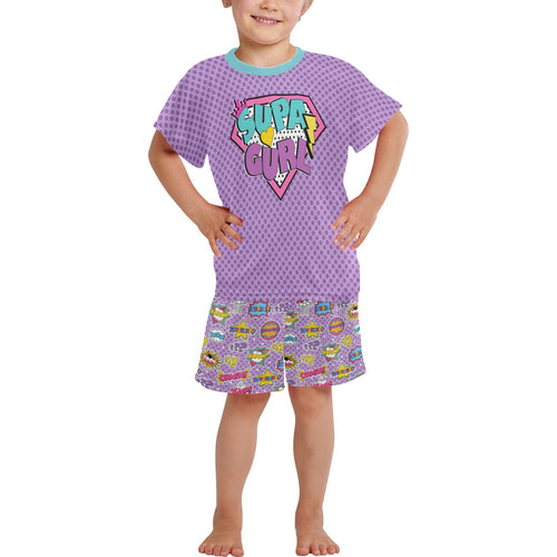 Little Girls Comic Pajama Short Set - 2 Colors