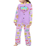 Little Girls Collared Button Up Long Sleeve Pajama Set