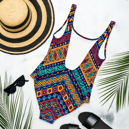 Colorful Tribal Print One-Piece Swimsuit or Bodysuit