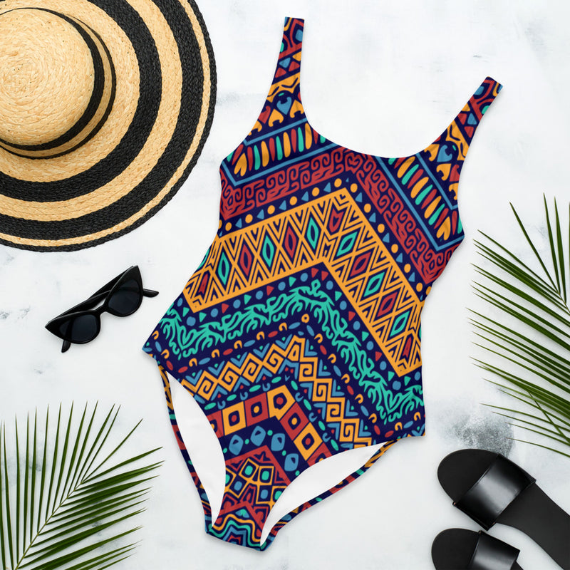 Colorful Tribal Print One-Piece Swimsuit or Bodysuit