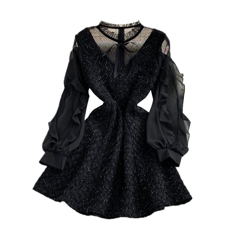 Elegant Black Shimmery Tunic Holiday Dress S (4-6) Elegant Black Shimmery Tunic Holiday Dress S (4-6)