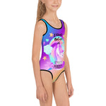 I Dont Believe in Humans, Funny Unicorn Kids Swimsuit, Sizes 2-7