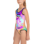 I Dont Believe in Humans, Funny Unicorn Kids Swimsuit, Sizes 2-7