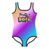 Pretty Dope Girls Swimsuit or Bodysuit All-Over Print Kids Swimsuit Size 2 - 7, Girls Colorful Dope Swimsuit