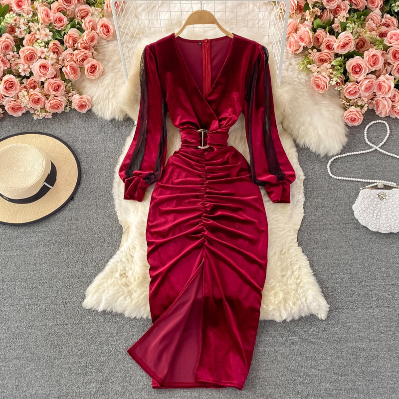 burgundy holiday dress Burgundy Velvet Bodycon Holiday Dress S (4-6)